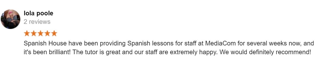 Excellent Google reviews on our Spanish courses